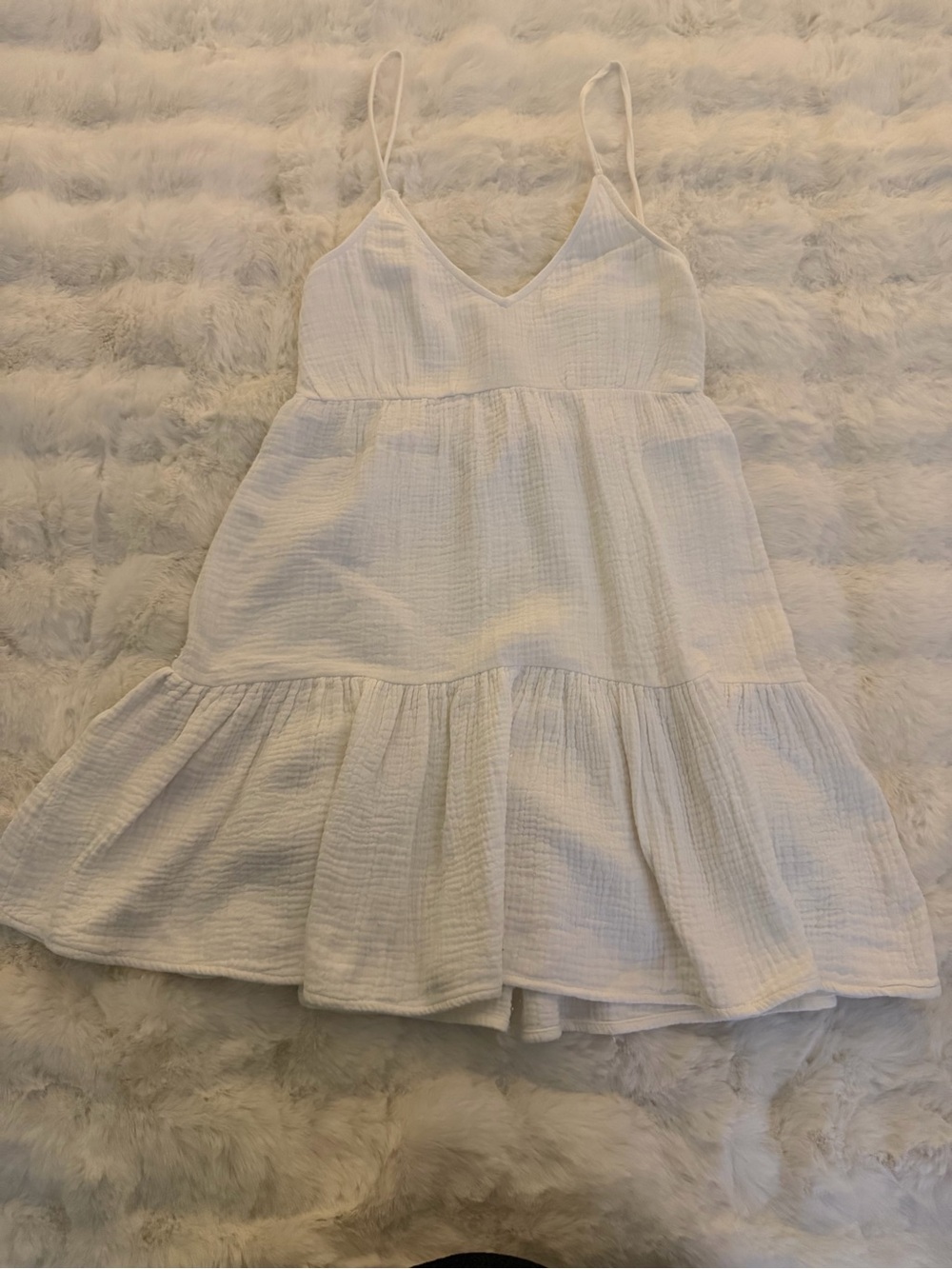 Billabong White Gauze Tiered Spaghetti Strap Dress